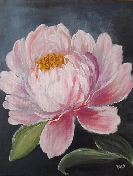 Pivoine, acrylique sur carton entoilé 38x46cm Pivoine